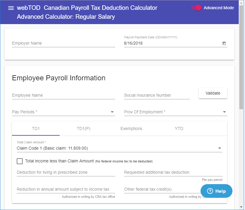 How To Use WebTOD Canadian Payroll Tax Deduction Calculator Middle 